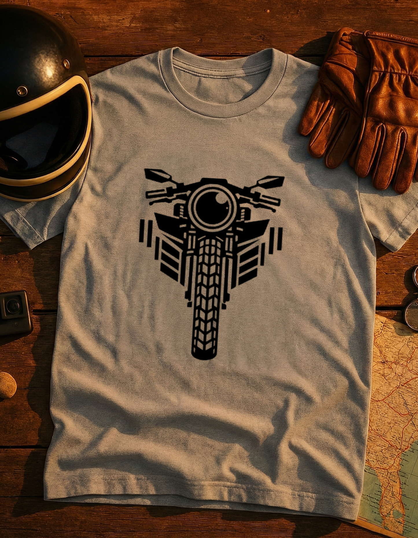 Motorcycle Front View T-Shirt — Minimalist Biker Graphic Tee