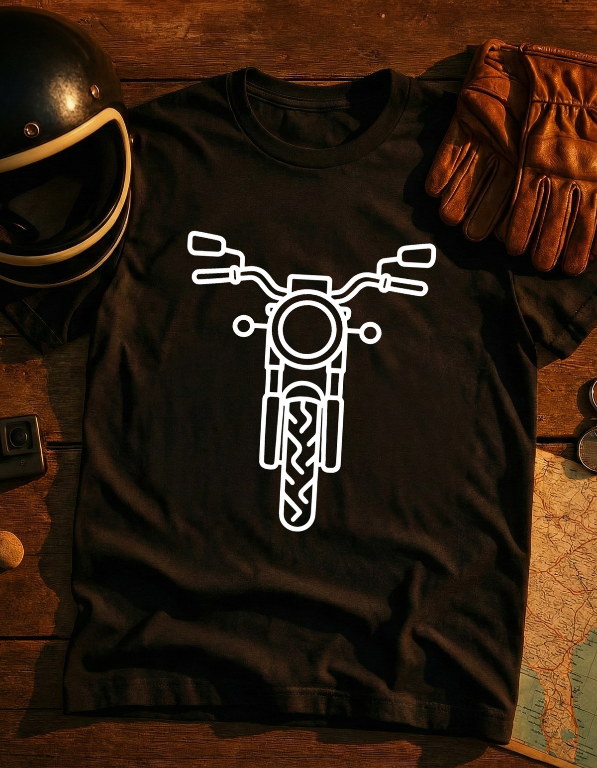 Motorcycle Front Outline T-Shirt — Minimal Biker Tee
