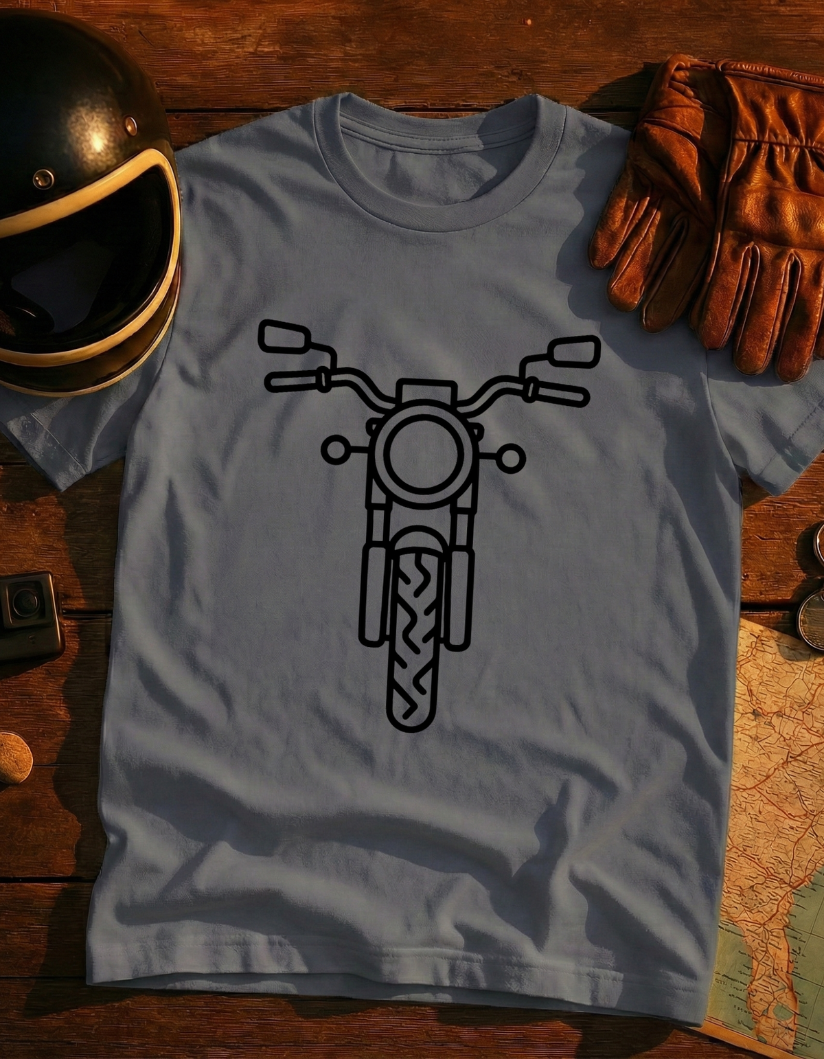 Motorcycle Front Outline T-Shirt — Minimal Biker Tee