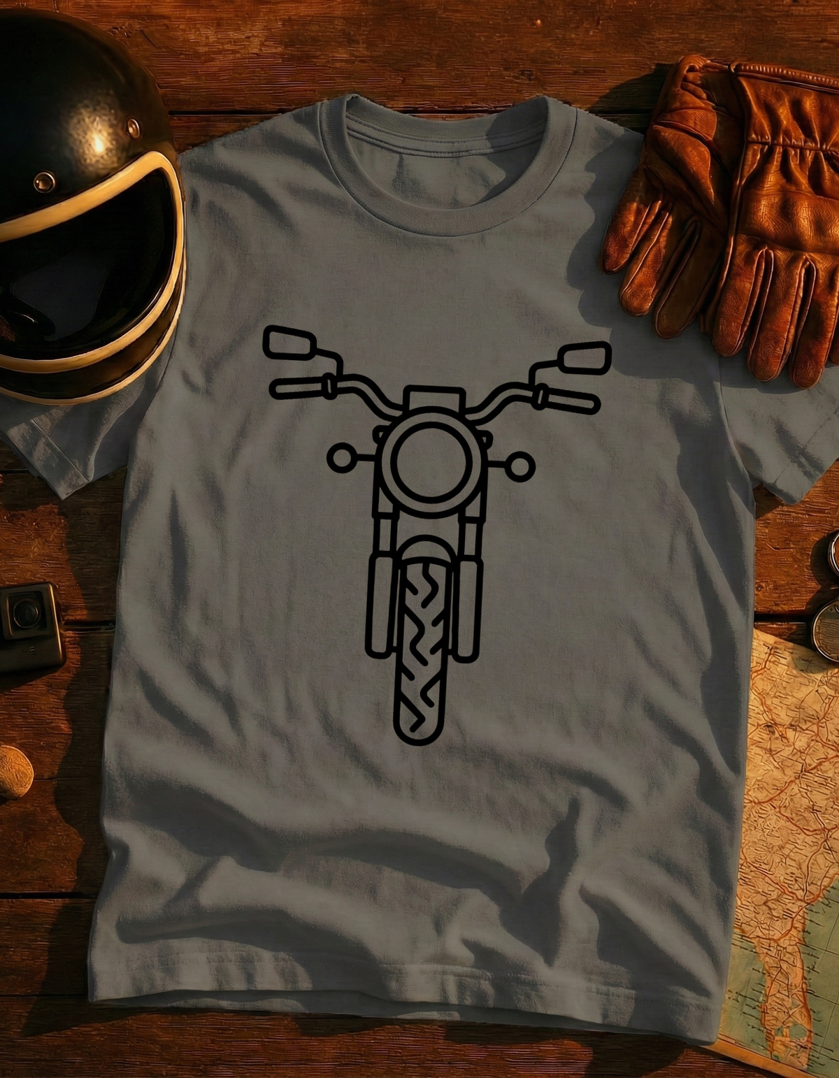 Motorcycle Front Outline T-Shirt — Minimal Biker Tee