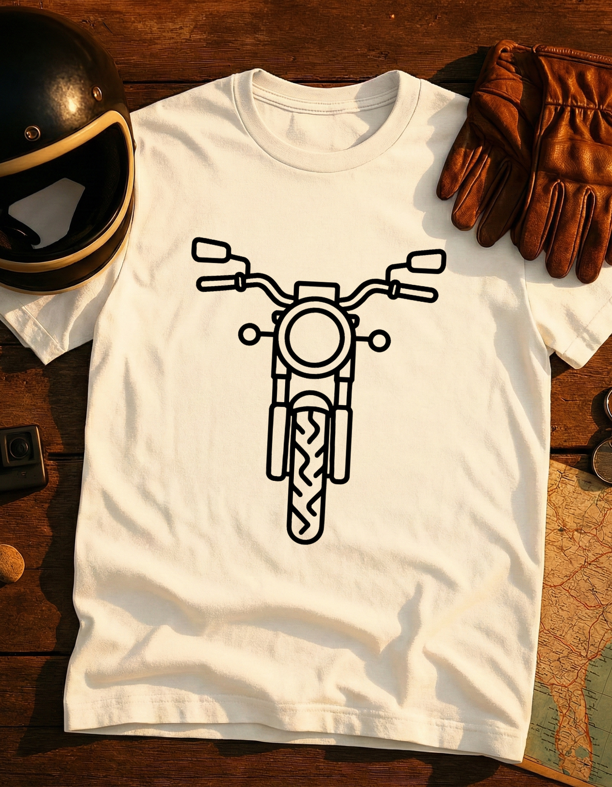 Motorcycle Front Outline T-Shirt — Minimal Biker Tee