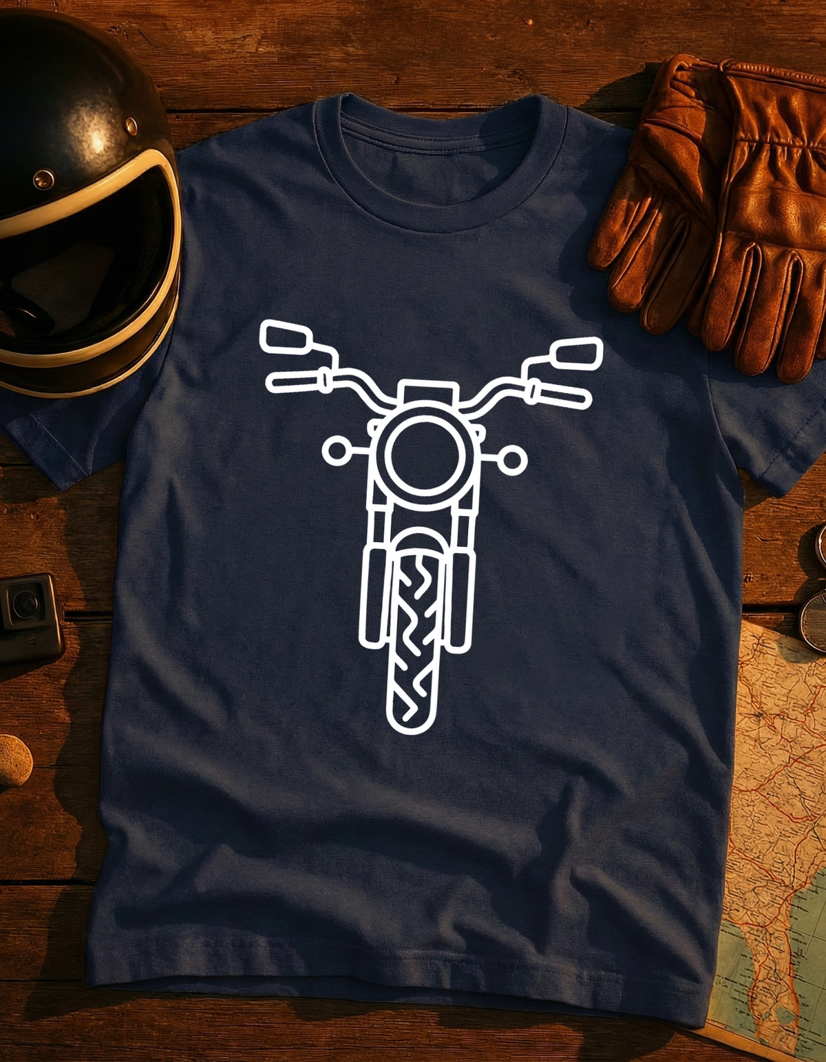 Motorcycle Front Outline T-Shirt — Minimal Biker Tee