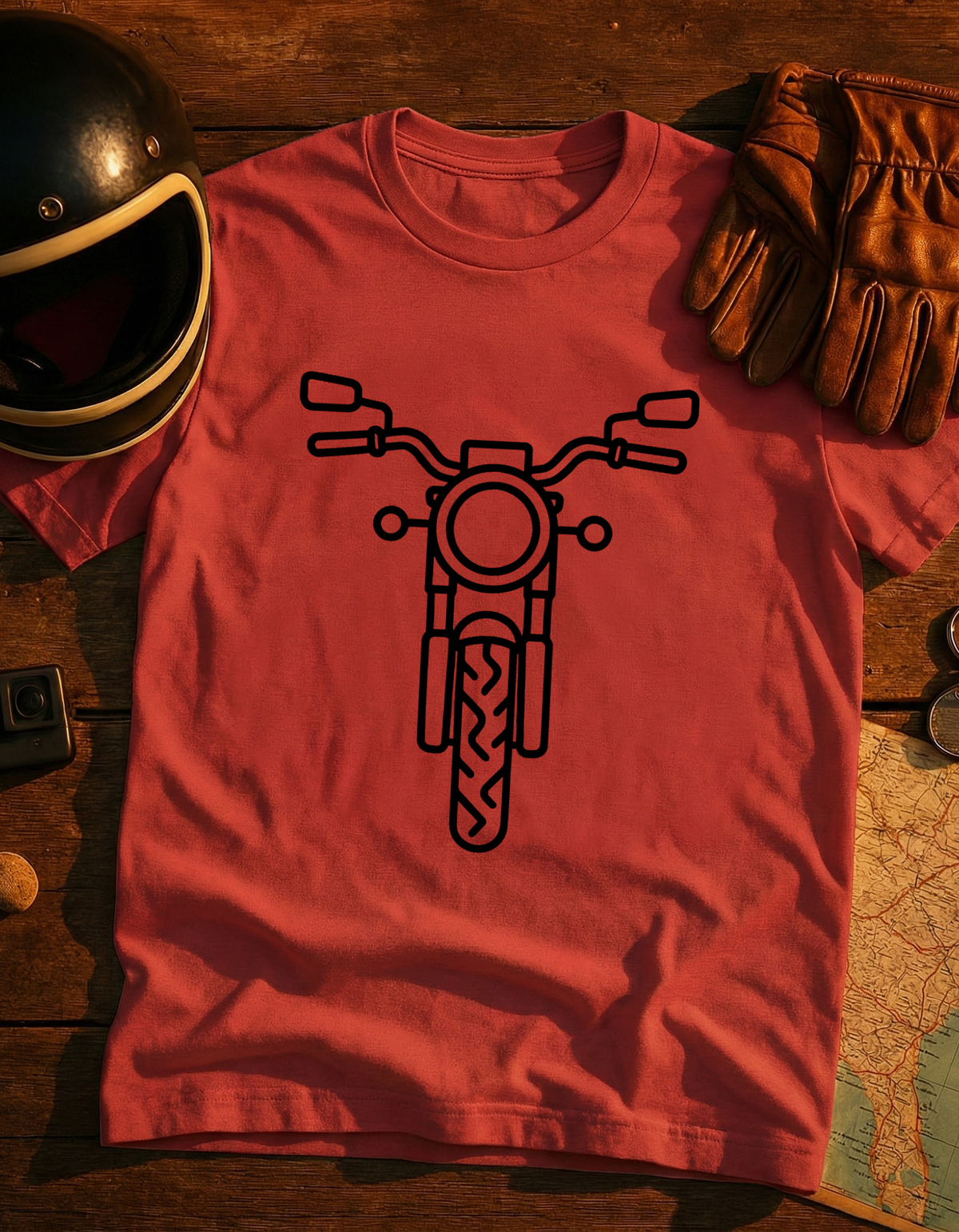 Motorcycle Front Outline T-Shirt — Minimal Biker Tee