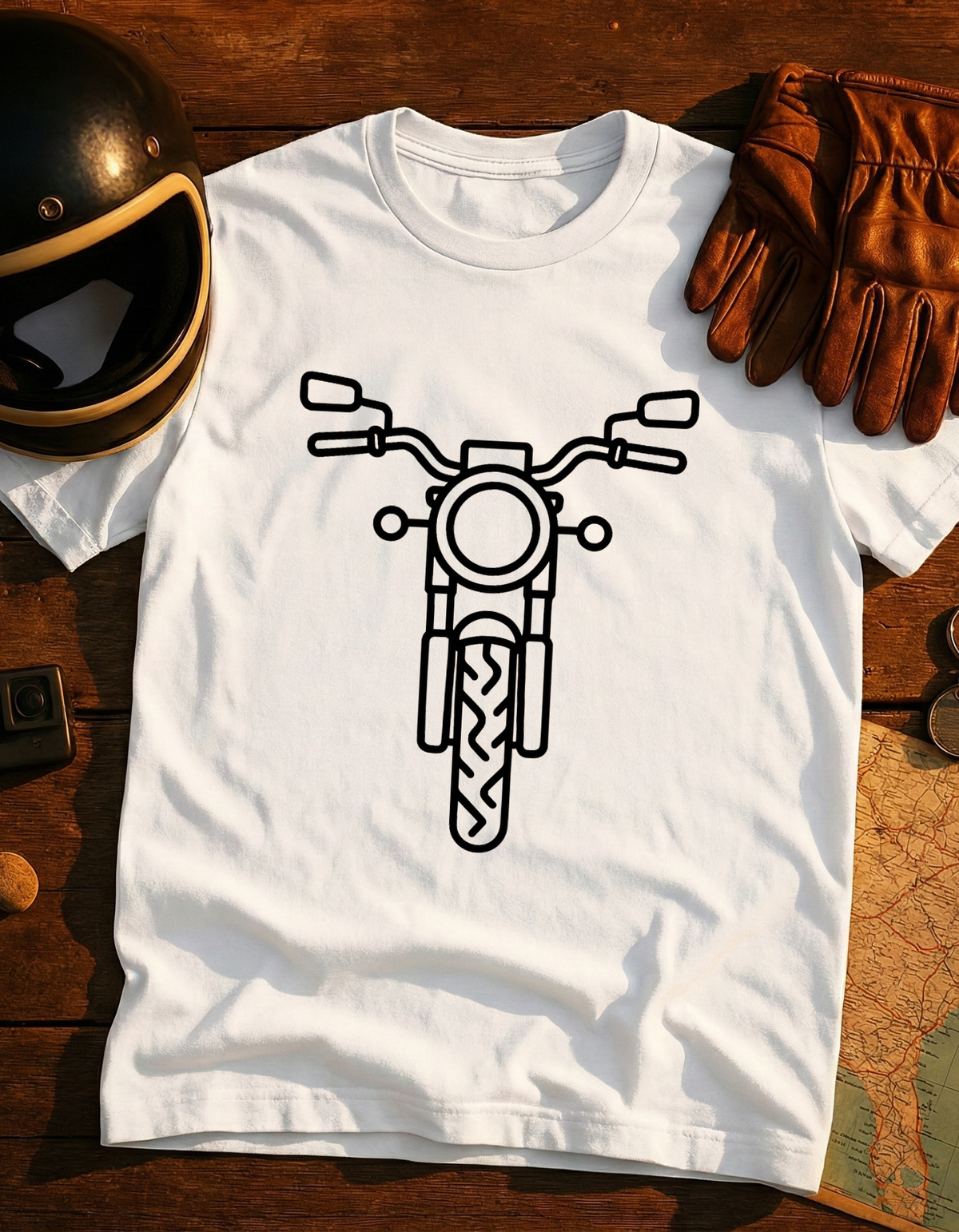 Motorcycle Front Outline T-Shirt — Minimal Biker Tee