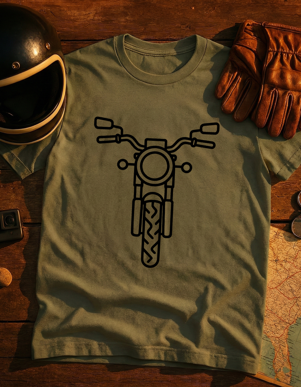 Motorcycle Front Outline T-Shirt — Minimal Biker Tee