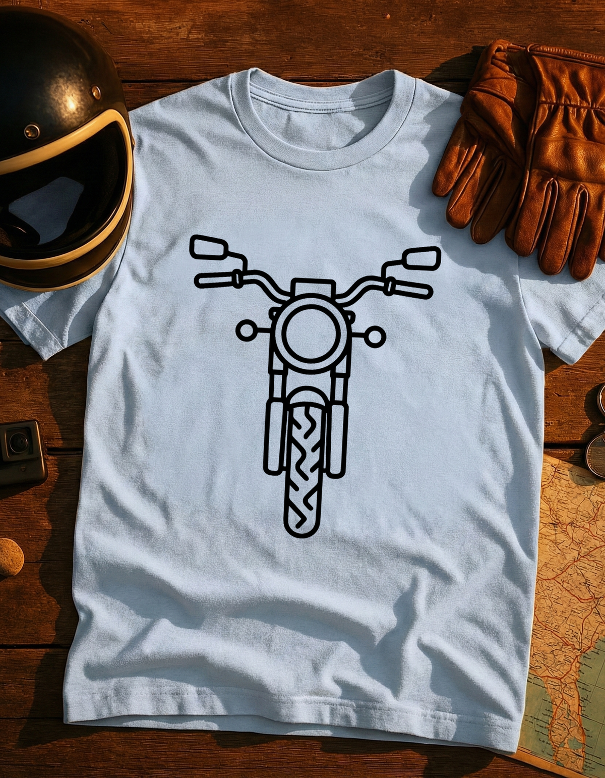 Motorcycle Front Outline T-Shirt — Minimal Biker Tee