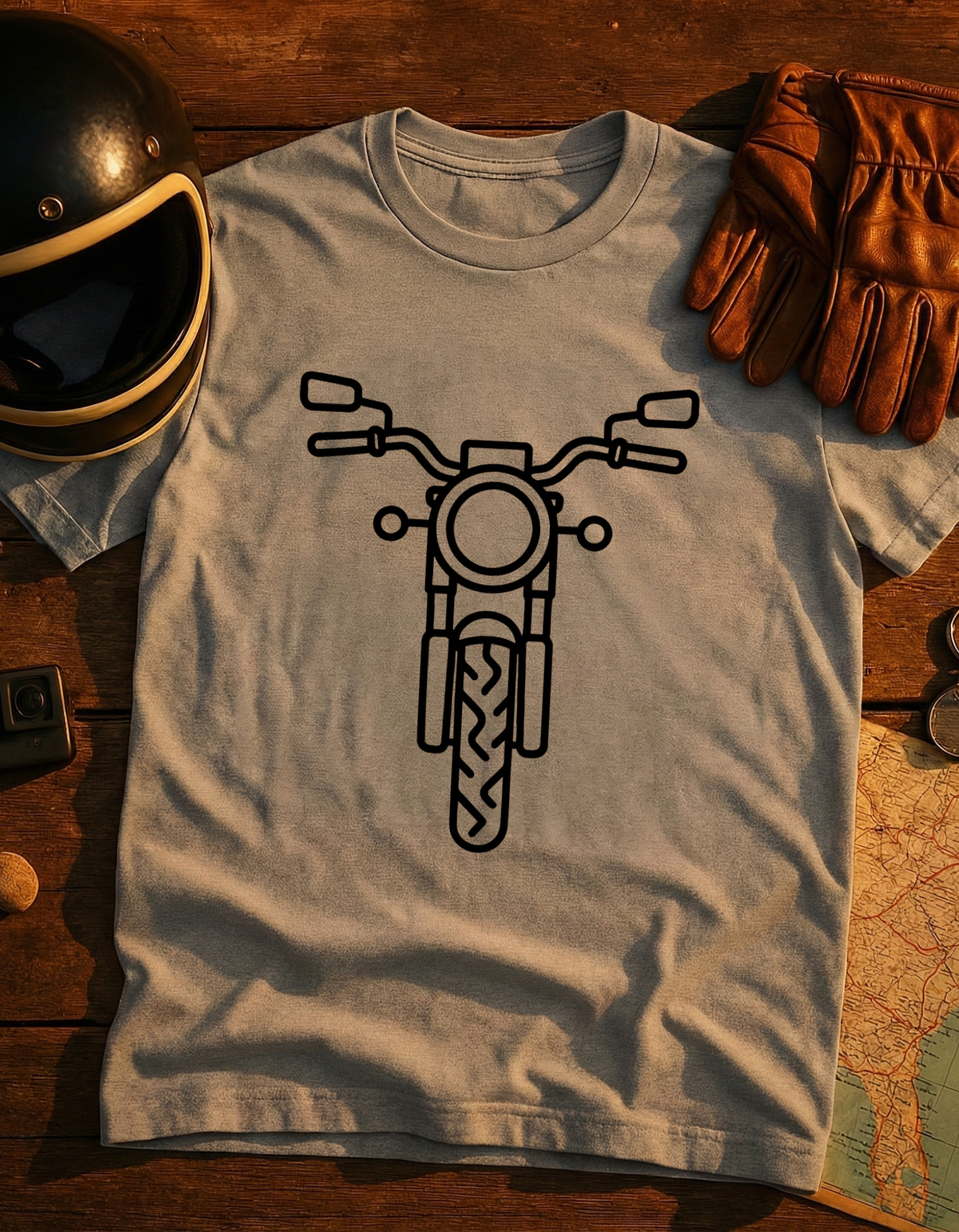 Motorcycle Front Outline T-Shirt — Minimal Biker Tee