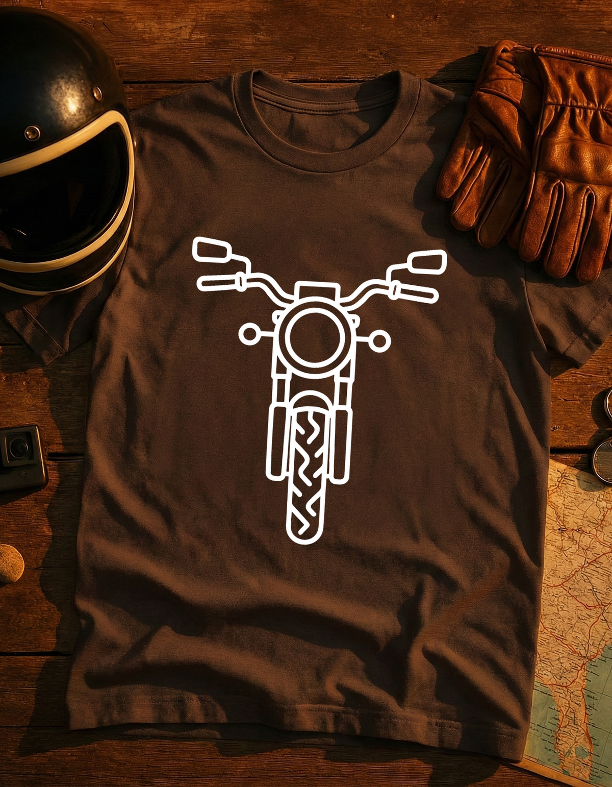 Motorcycle Front Outline T-Shirt — Minimal Biker Tee