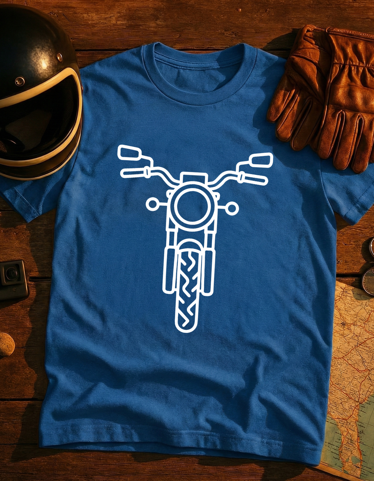 Motorcycle Front Outline T-Shirt — Minimal Biker Tee